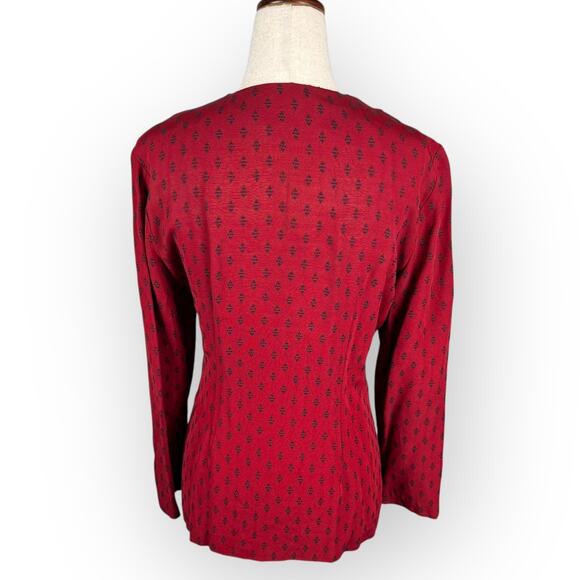 Vintage Red Kimono Style Button Blouse Size 8 - Picture 5 of 9